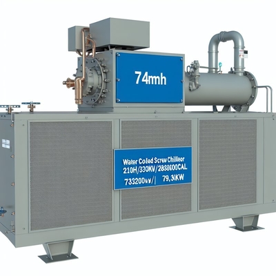 Goede prijs. 74m3/h watergekoelde schroefkoeler 210HP 330KW/283800Kcal 79,6KW compressor online