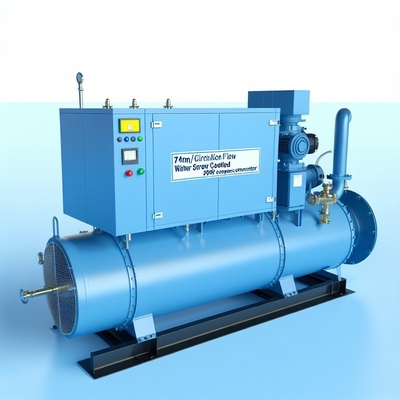 Goede prijs. 74m3/h Circulatie Debiet Watergekoelde Schroefkoeler Semi-hermetische Schroefcompressor Type 79.6KW Compressorvermogen online